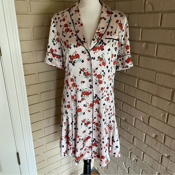 ALC Floral Silk Ruthie Pajama Dress Pink Black Red Size 8 - Picture 7 of 12